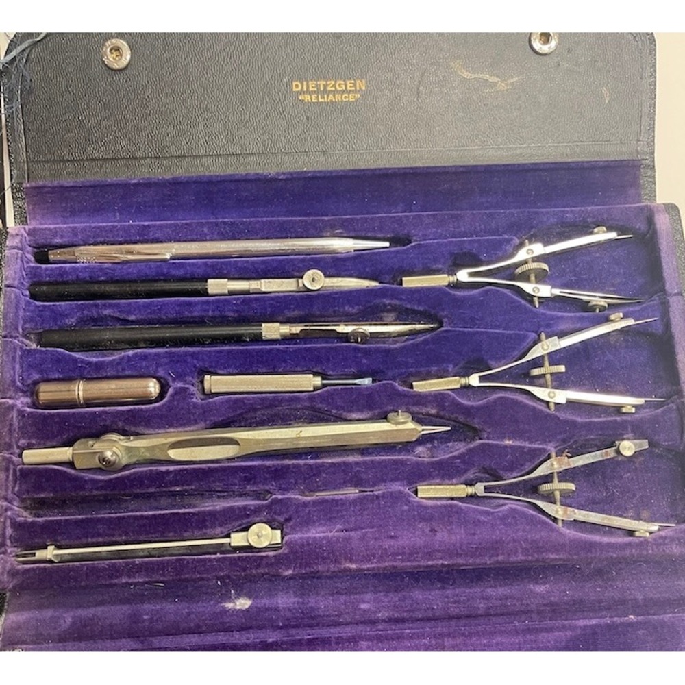 Vintage Drafting Tool Lot: Antique Brass & Dietzgen US Zone Germany -Parts/As-Is